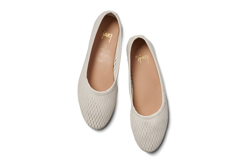 Swiftlet Perforated leather ballet slipper in vanilla - product top shot