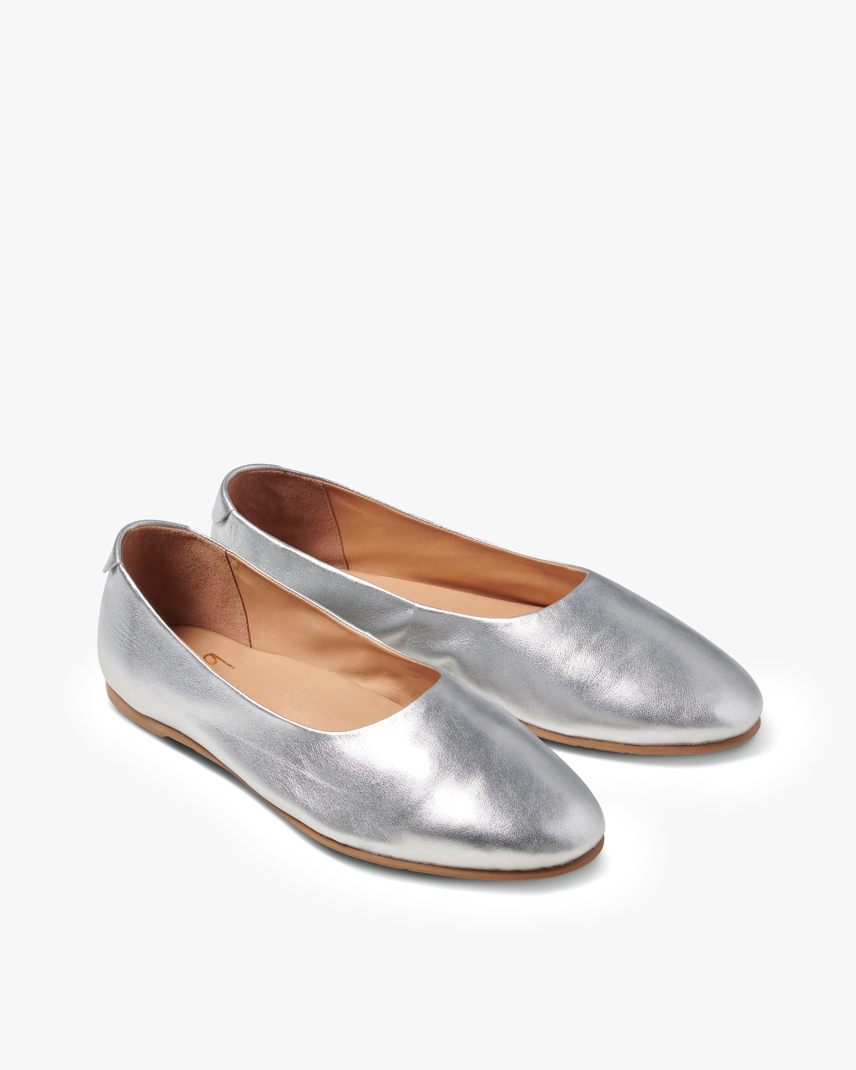 Swiftlet Leather Ballet Slipper - Silver | beek