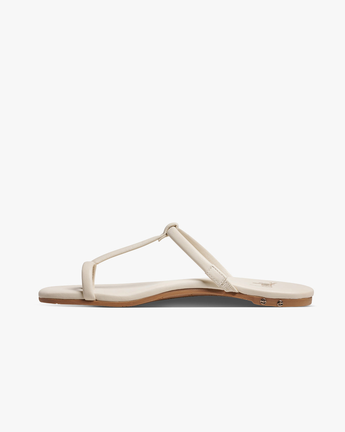 Teebird leather sandal in vanilla - product side shot
