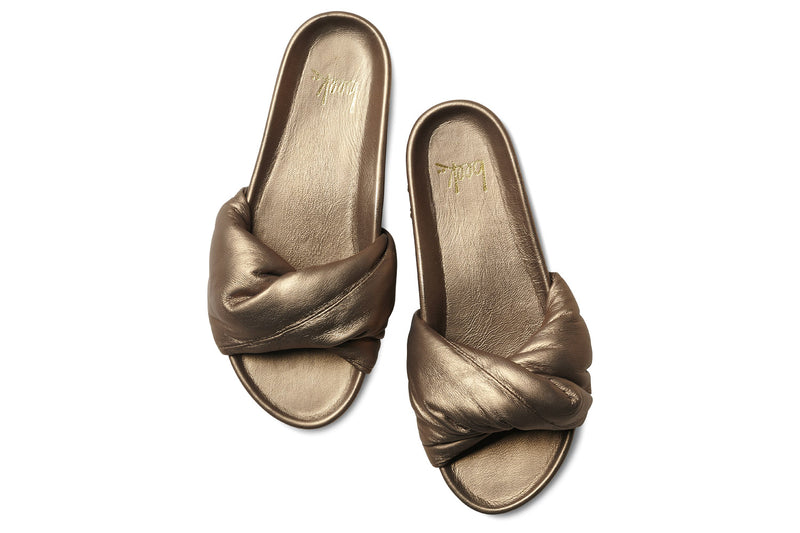 Tesia leather slide sandal in mocha - top shot