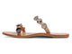 Topaz leather slide sandals in beach with silver metal discs - product side shot