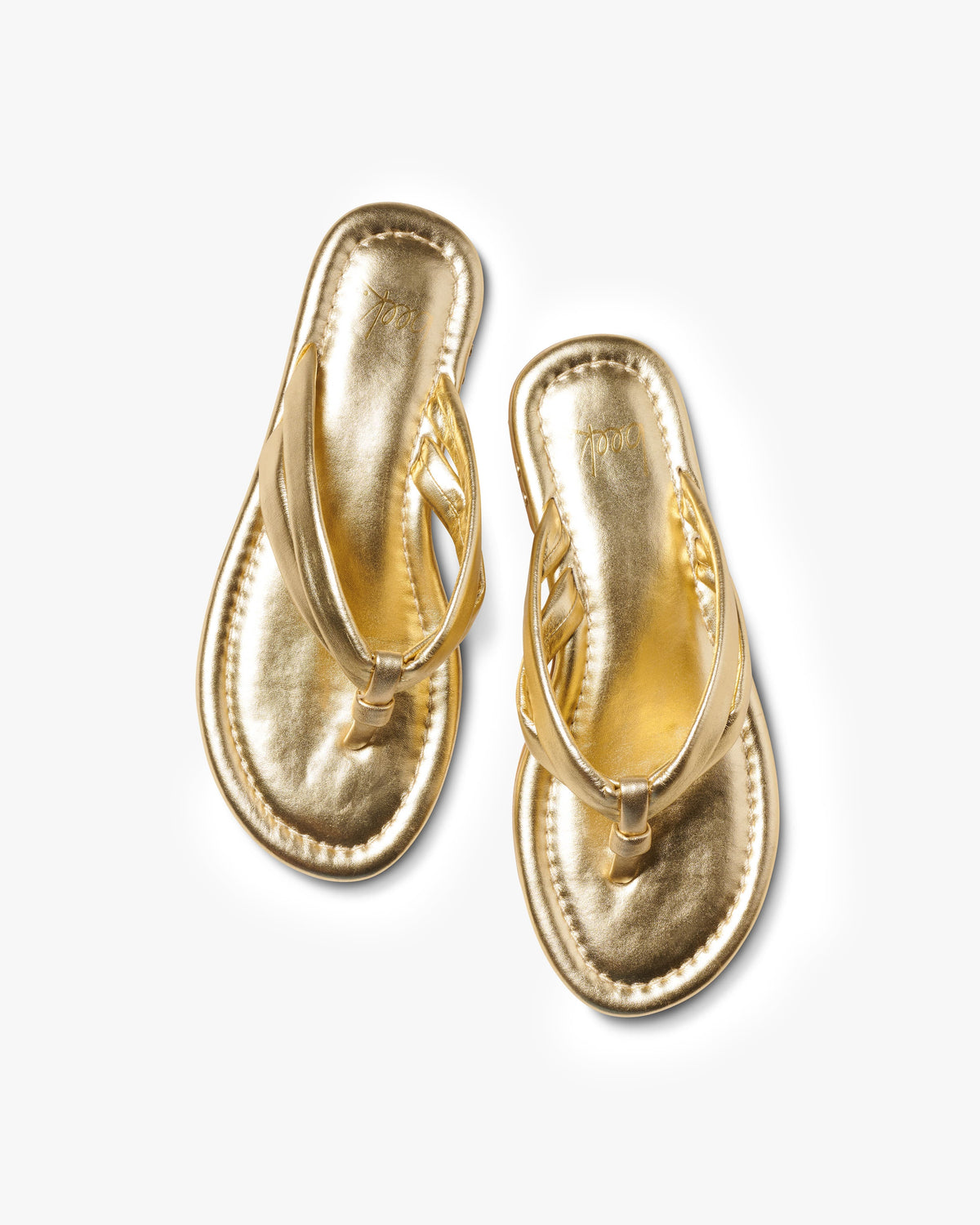 Toucan leather flip flop sandal in gold - product top shot