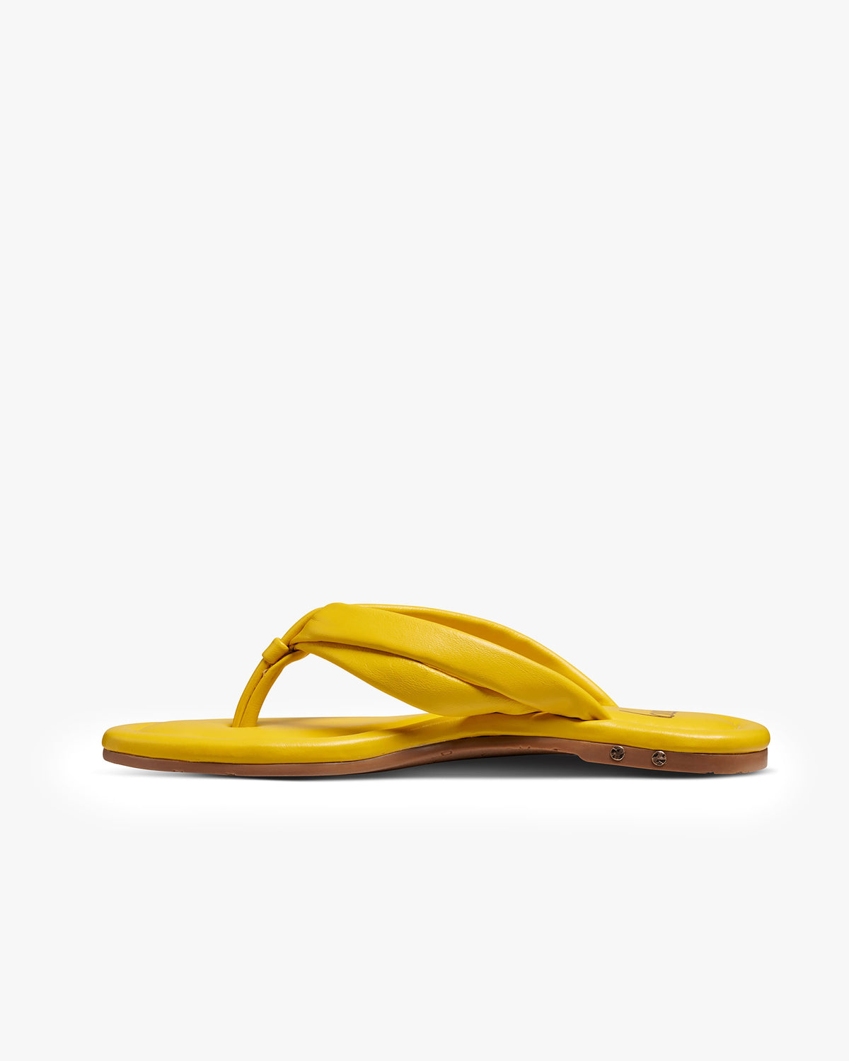 Toucan leather flip flop sandal in lemon - product side shot
