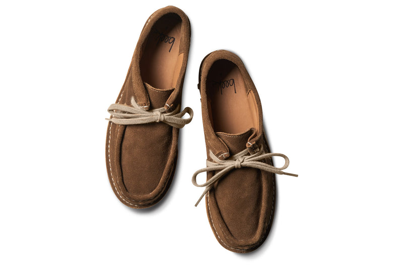 Towhee suede lace-up wallabee shoes in chestnut - top shot