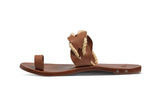 Treepie leather toe ring sandals in cognac - side shot