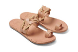 Treepie leather toe-ring sandal in honey - angle shot