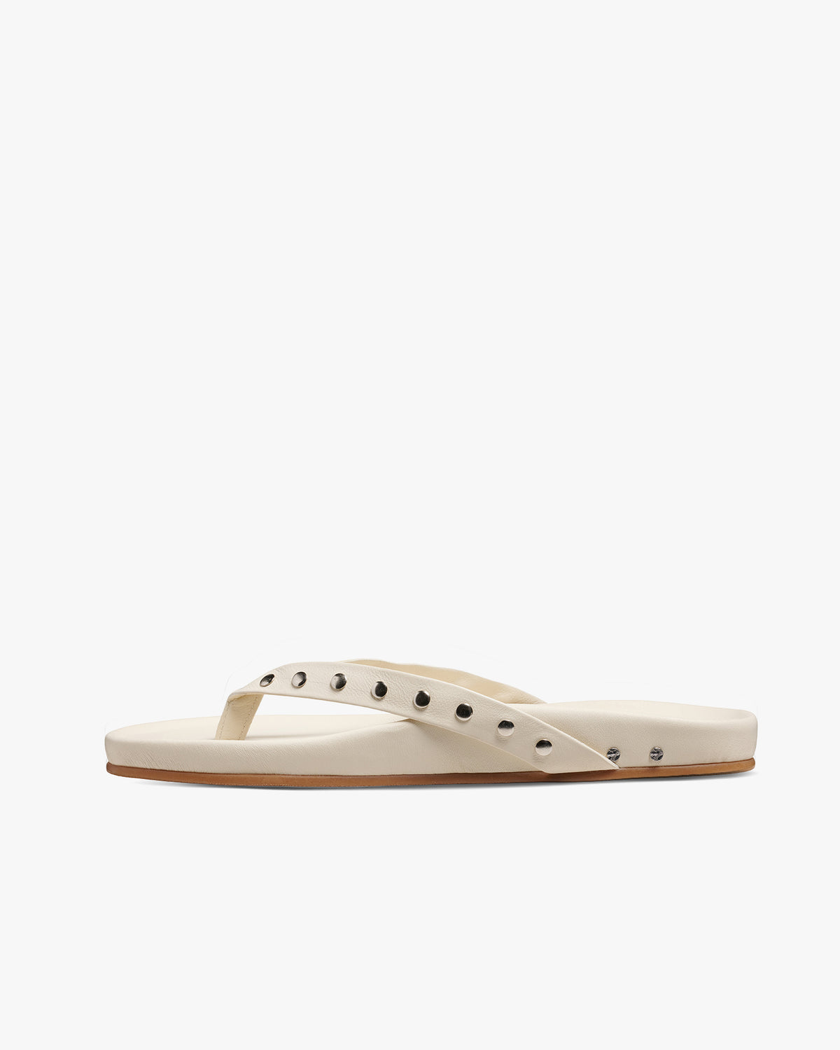 Tringa leather flip flop sandal in vanilla - product side shot