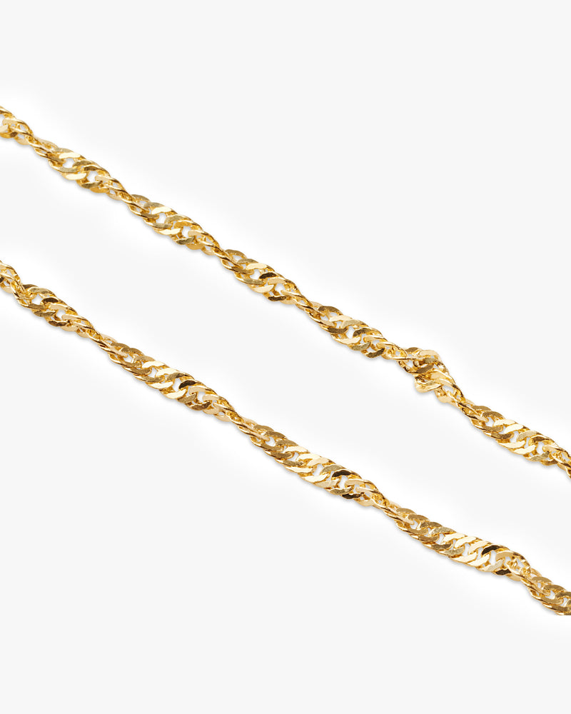 Twisted rope chain anklet in gold product detail shot