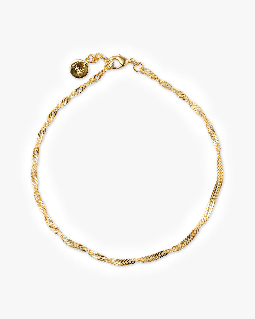 Twisted rope chain anklet in gold product shot