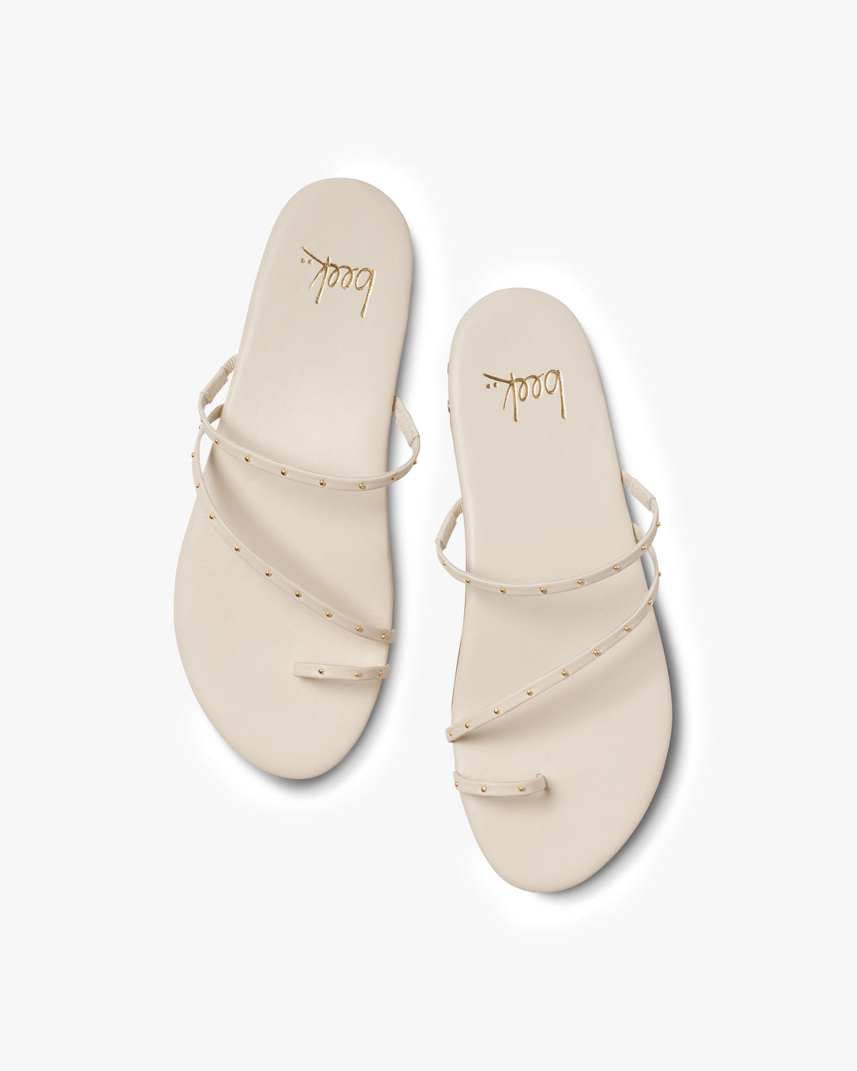Ula leather slide sandal in vanilla - product top shot