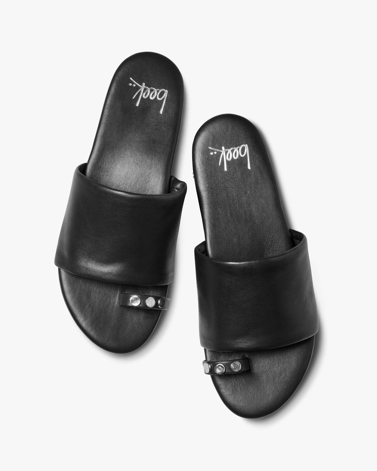 Vireo leather toe-ring sandal in black - product top shot
