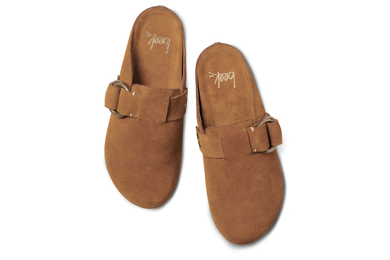 Vulture suede mules in chestnut - product top shot