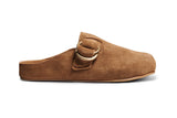Vulture suede mules in chestnut - product side shot