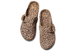 Vulture suede slides in leopard - product top shot