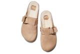 Vulture Shearling suede slide in stone - top shot