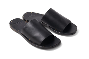Weebill leather slide sandal - black - angle shot