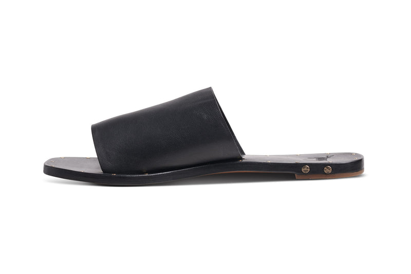 Weebill leather slide sandal - black - side shot