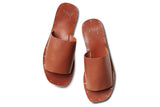 Weebill leather slide sandal in cognac - product top shot