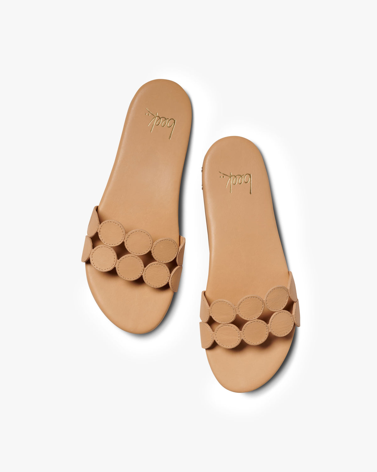 Whirlybird leather slide sandal in beach - product top shot