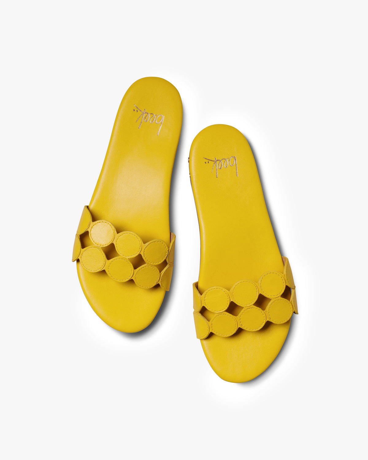 Whirlybird leather slide sandals in lemon - product top shot