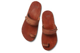 Whistler burnished leather toe-ring sandal in cognac - top shot