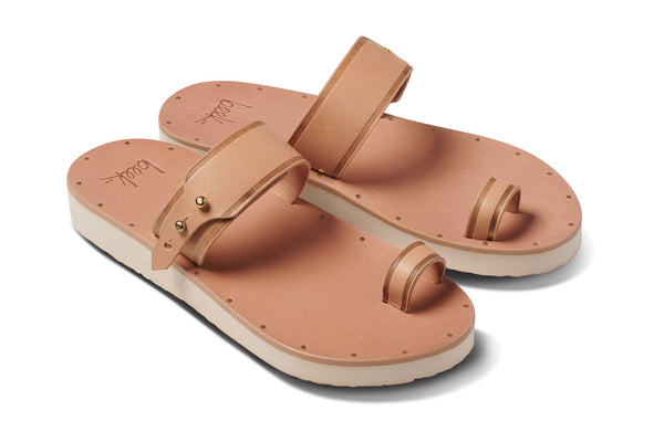 Whistler burnished leather toe-ring sandal in honey - angle shot