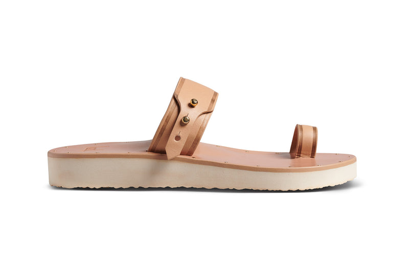 Whistler burnished leather toe-ring sandal in honey - side shot