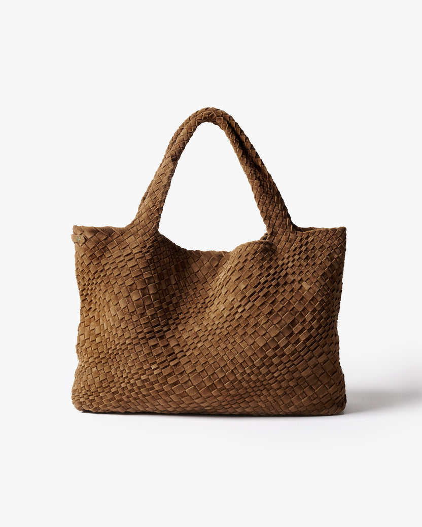 Willet woven shoulder handbag in chestnut - product front shot