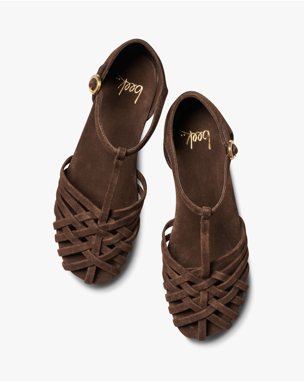 Wren suede basket woven ankle strap sandal in coffee - product top shot