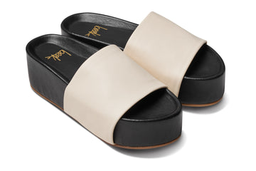 Albatross platform sandal - eggshell/black - angle shot