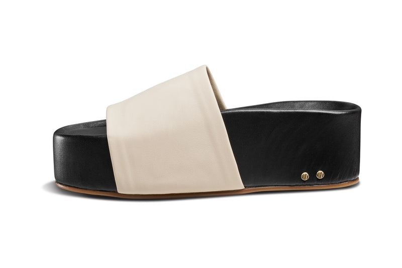 Albatross platform sandal - eggshell/black - side shot