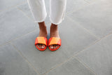 Bluebird slide sandal - tangerine/papaya - on model shot