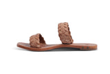Cockatiel leather slide sandal in cognac - product side shot