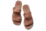 Cockatiel leather slide sandal in cognac - product top shot