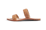 Cockatiel leather slide sandal in honey - product side shot
