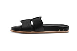 Courser leather slide sandal in black - product side shot