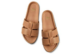 Courser leather slide sandal in honey - product top shot