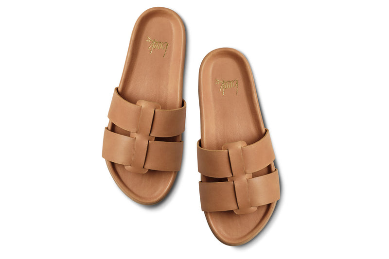 Courser leather slide sandal in honey - product top shot