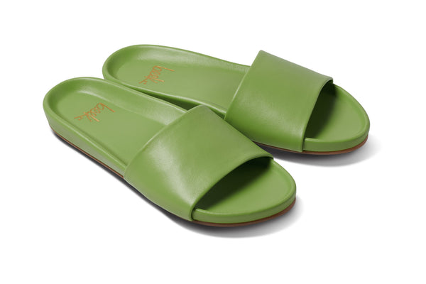 Gallito slide sandal in leaf - product angle shot