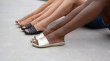 Gallito slide sandal - platinum - group on model shot
