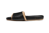 Gallito Shearling slide sandal - black - side shot