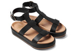 Kestrel leather ankle strap platform sandal in black - product angle shot