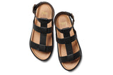 Kestrel leather ankle strap platform sandal in black - product top shot