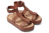 Kestrel leather ankle strap platform sandal in cognac - product angle shot