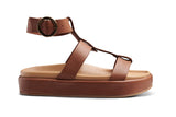 Kestrel leather ankle strap platform sandal in cognac - product outside shot