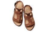 Kestrel leather ankle strap platform sandal in cognac - product top shot
