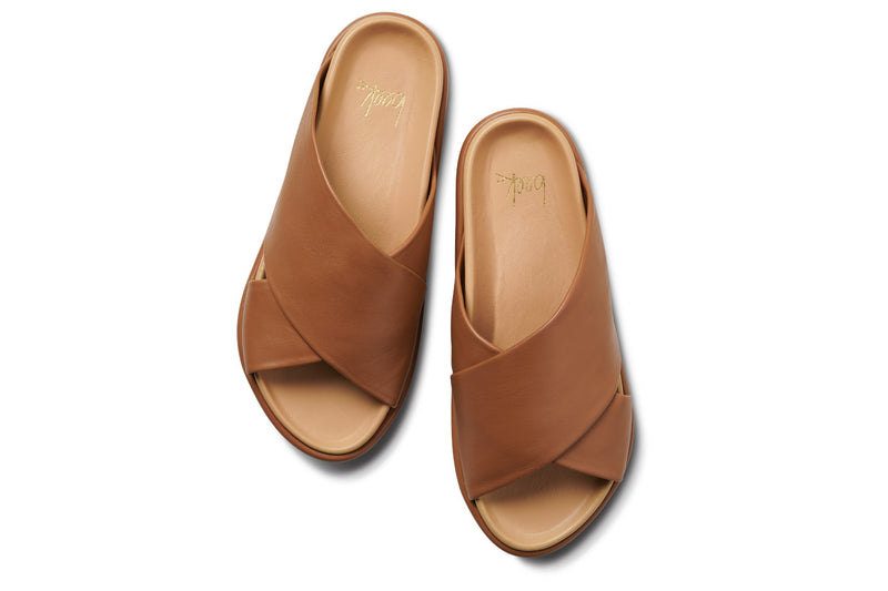 Carmela Tan Leather Wedge Sandals 160724