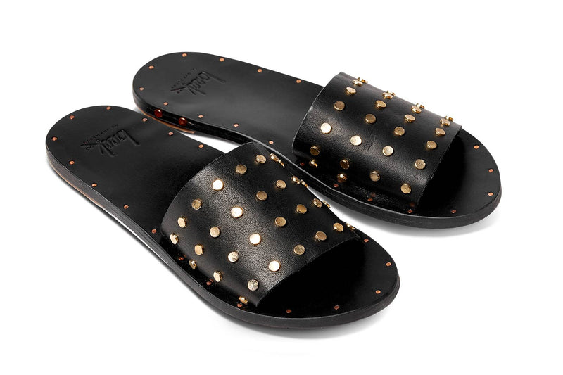 Lovebird Stud slide sandal - black - angle shot