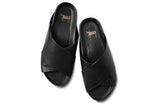 Oriole leather platform sandal in black - product top shot