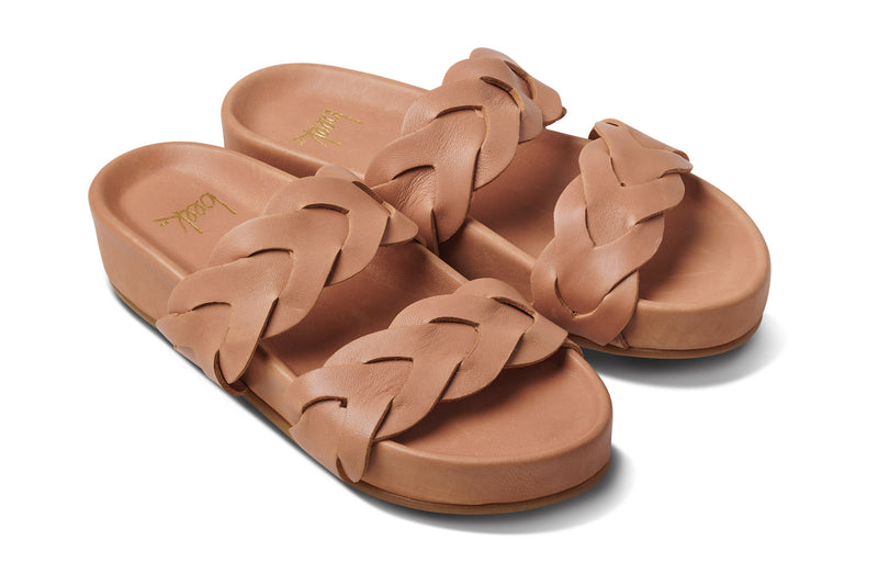Pato leather platform sandal in honey - product angle shot